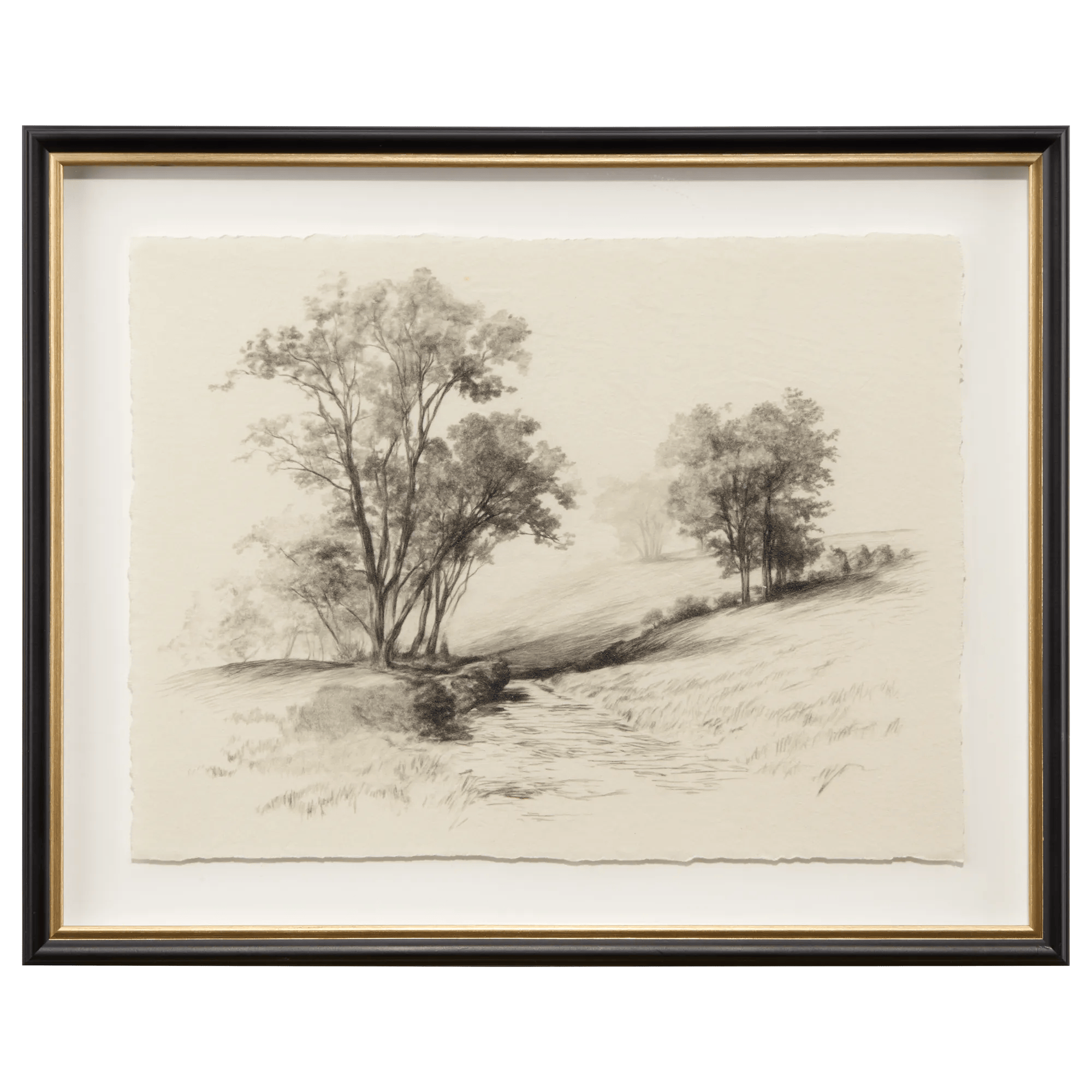 Dessin de paysage vintage encadré
