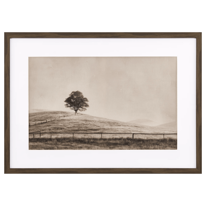 Paysage d'un arbre isolé sur toile imprimée sous verre