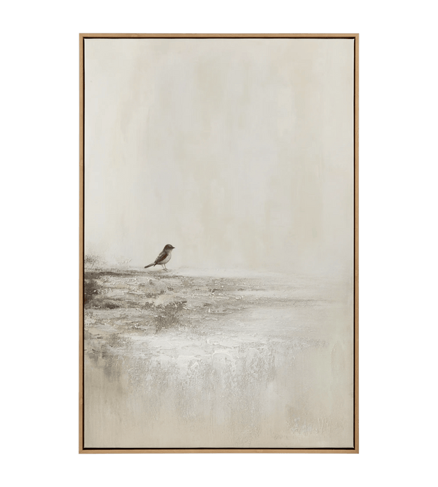 Tableau encadré petit oiseau brun