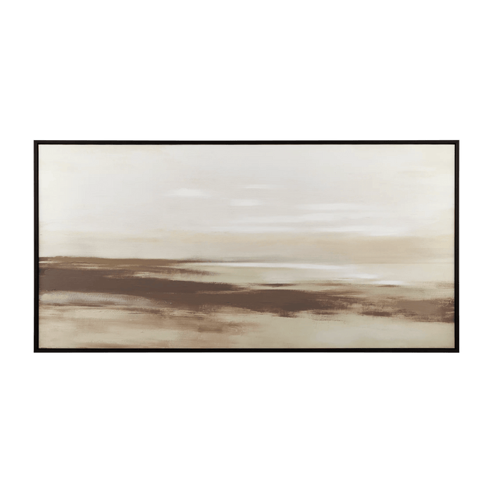 Gel-Embellished Brown Abstract Landscape Framed Art