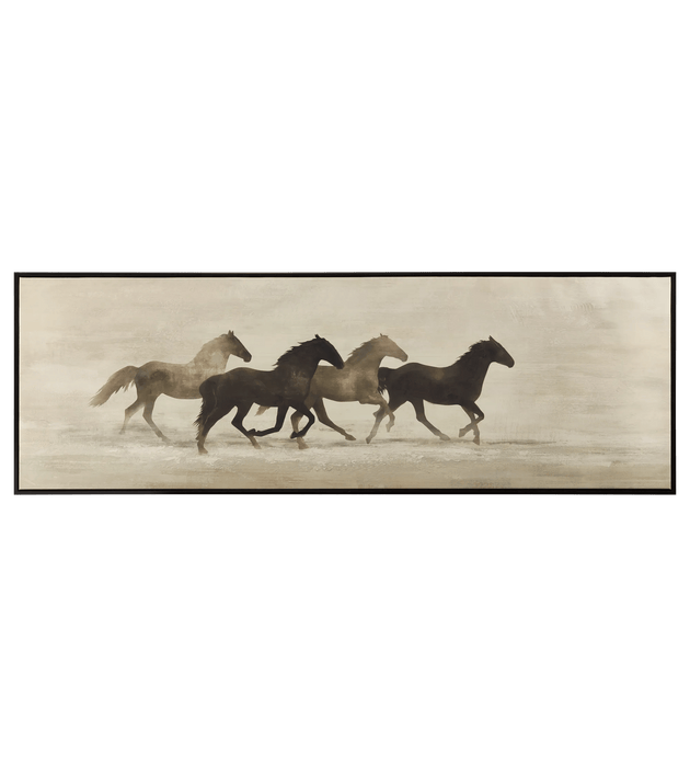 Tableau encadré représentant des chevaux au galop