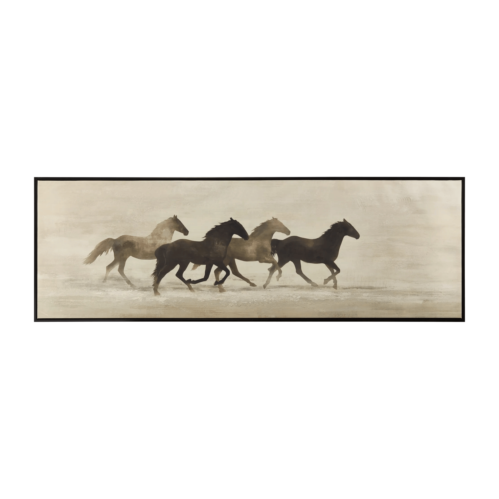 Tableau encadré représentant des chevaux au galop