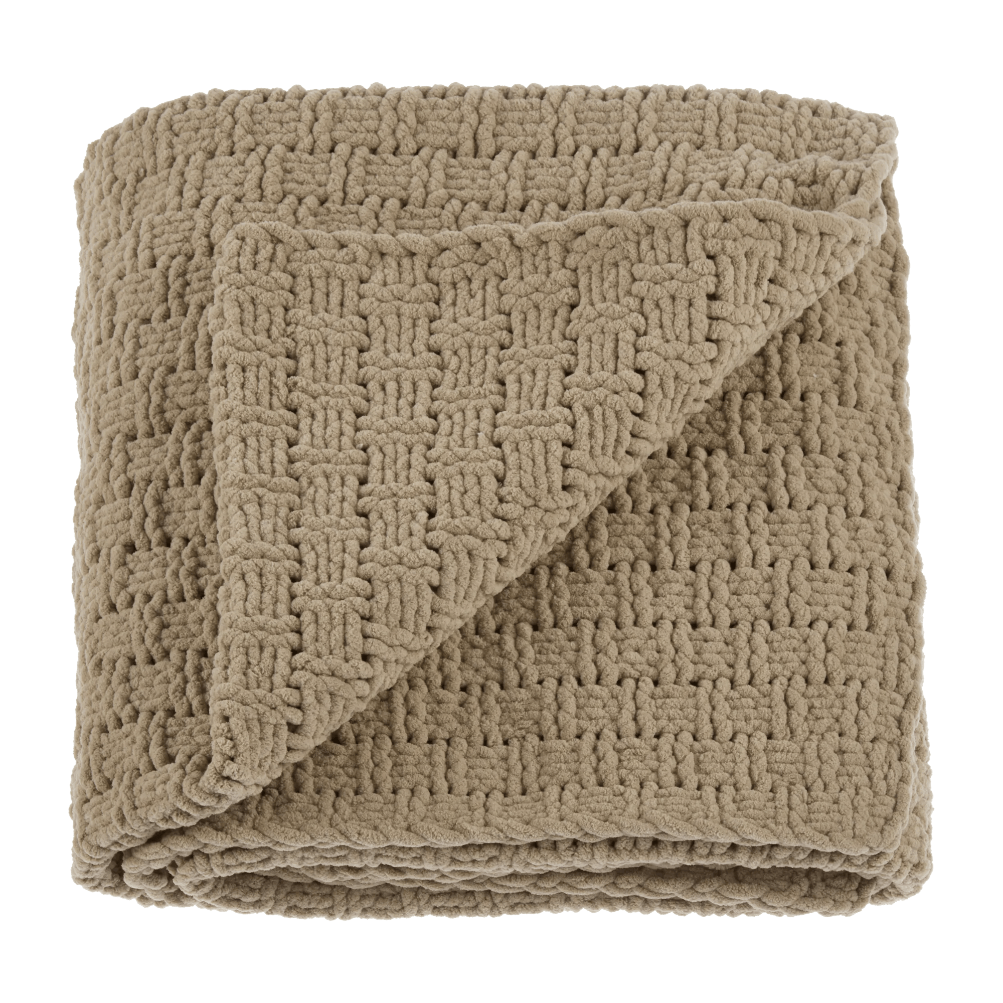 Taupe Eliza Knit Throw in Off white