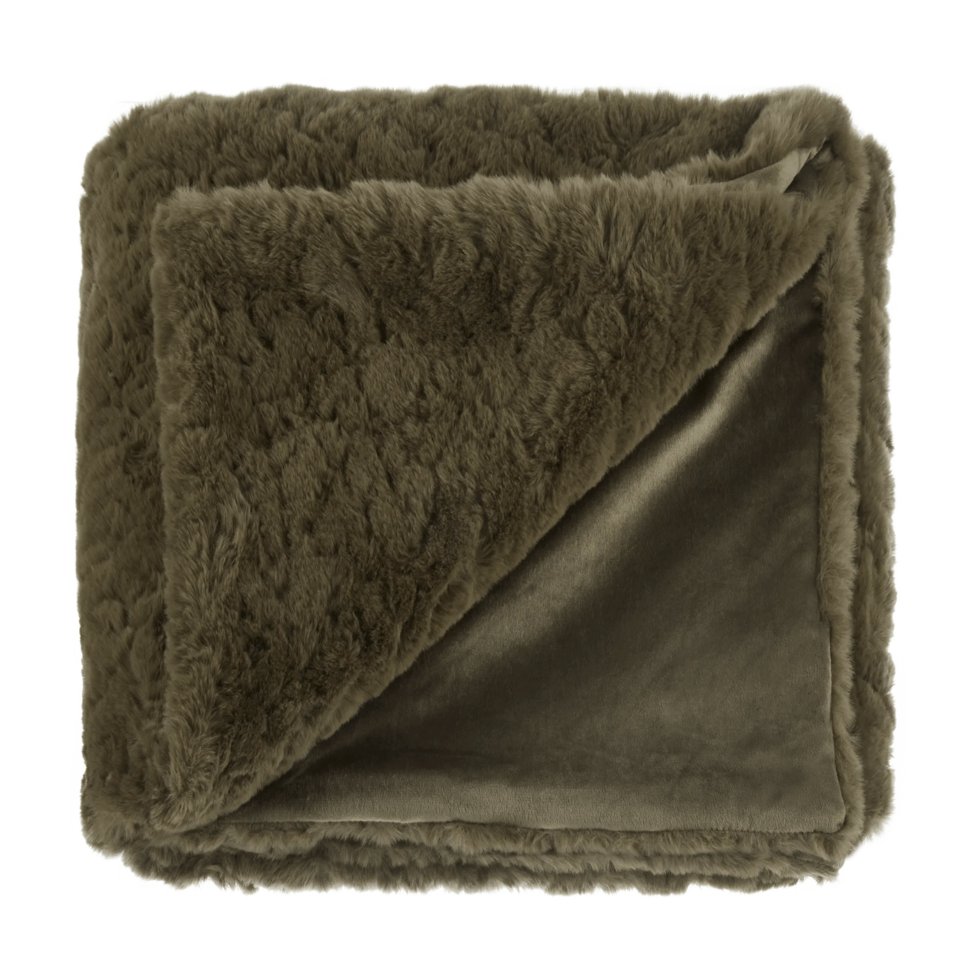 Khaki Tegan Faux Fur Throw
