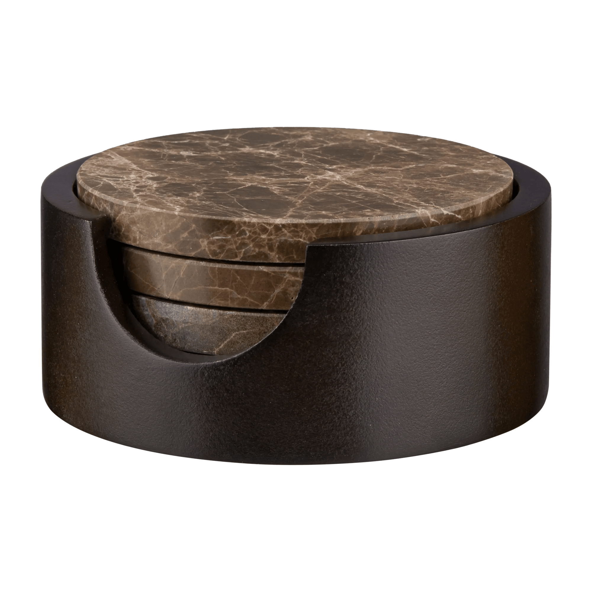 Ensemble de 4 sous-verres en marbre brun 