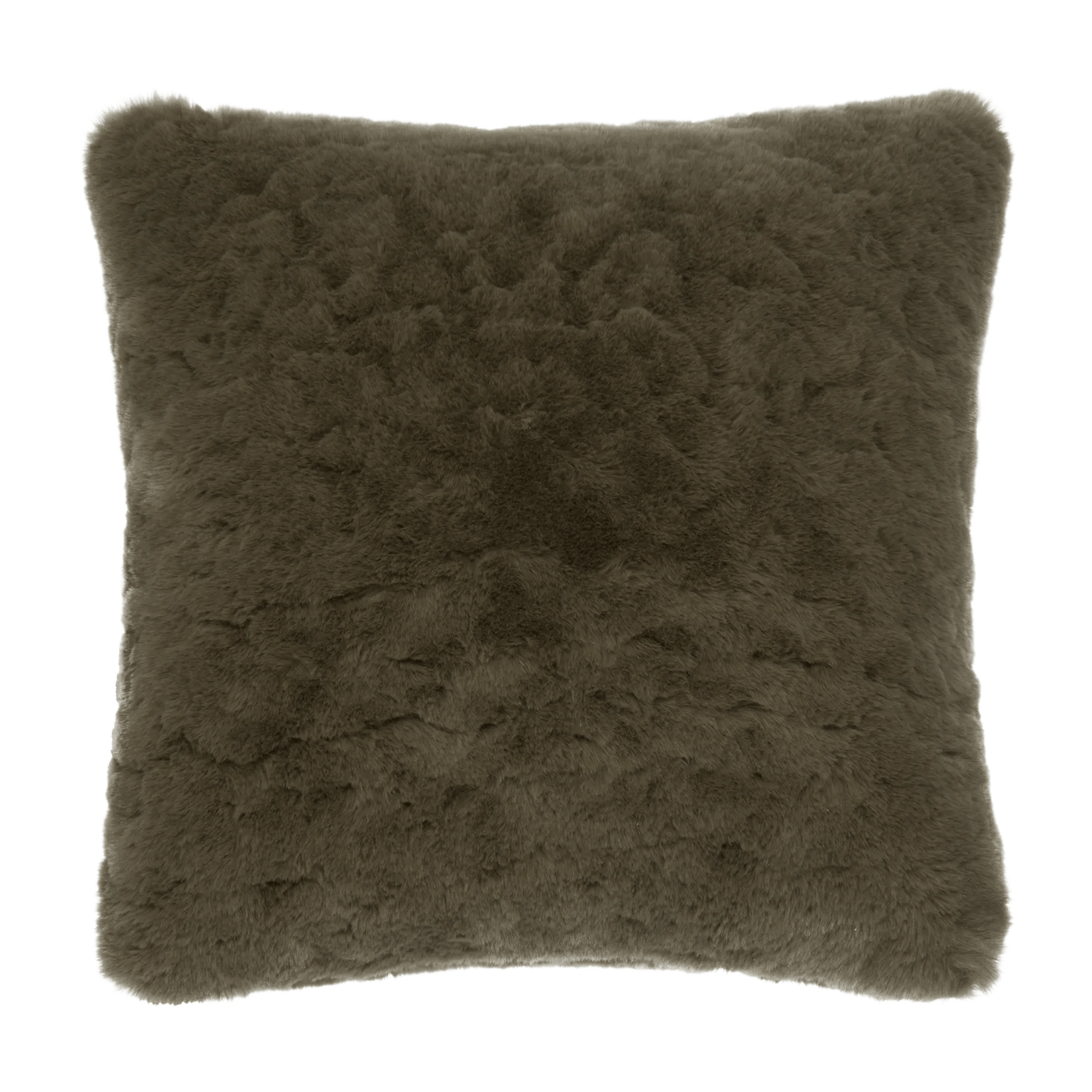 Khaki Tegan Faux Fur Decorative Cushion