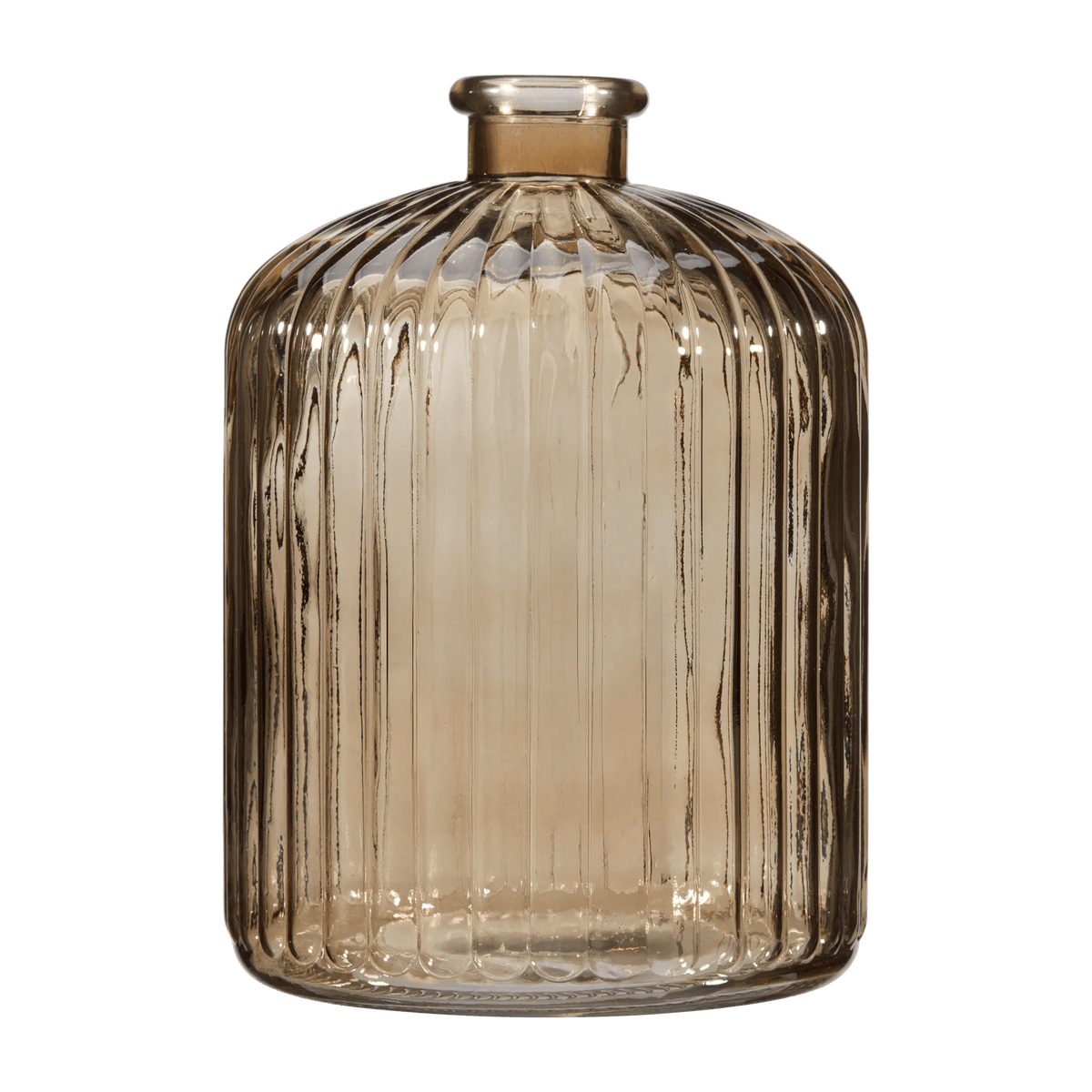 Champagne Ribbed Glass Table Vase