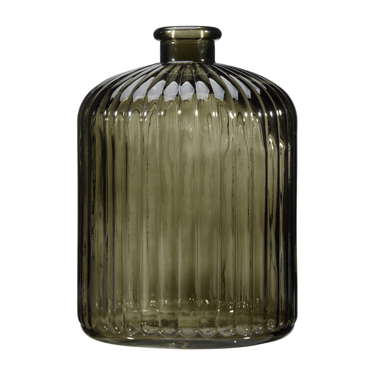 Green Ribbed Glass Table Vase