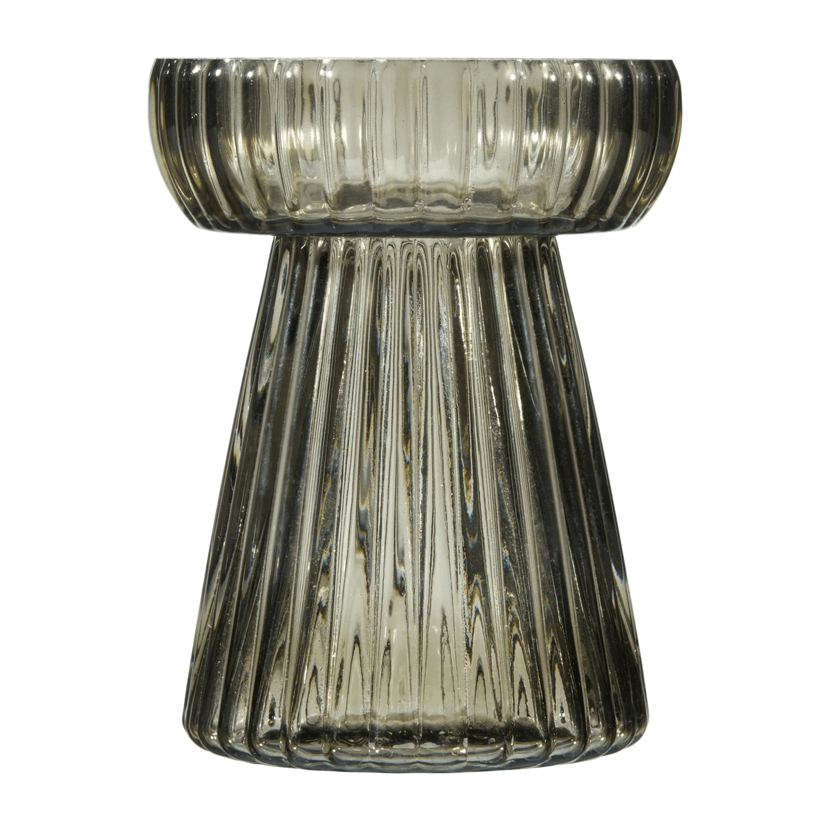 Dark Green Ribbed Pillar Candleholder