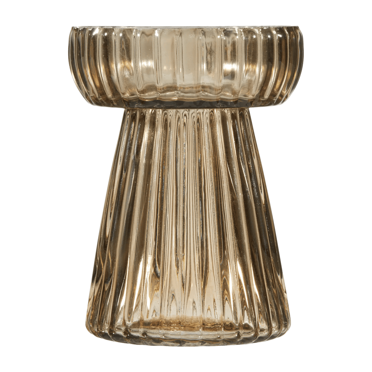 Champagne Ribbed Pillar Candleholder