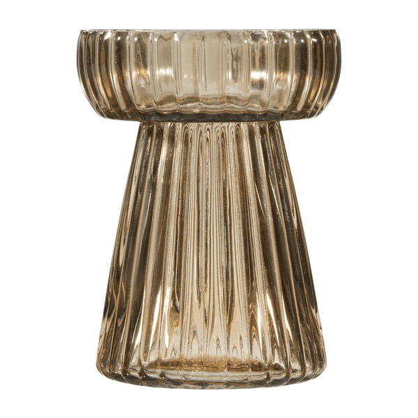 Champagne Ribbed Pillar Candleholder