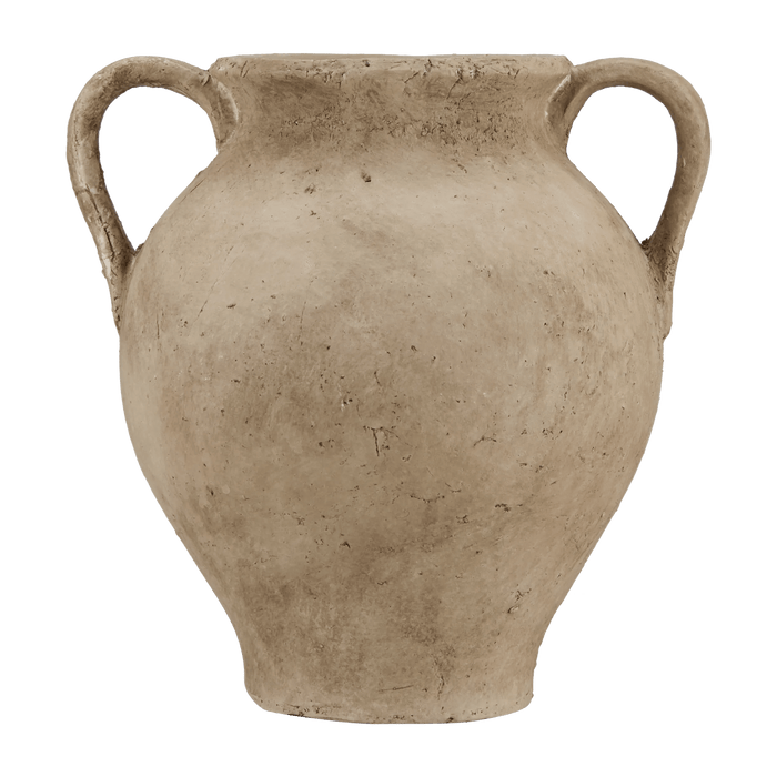 Vase de table en céramique brune avec poignées