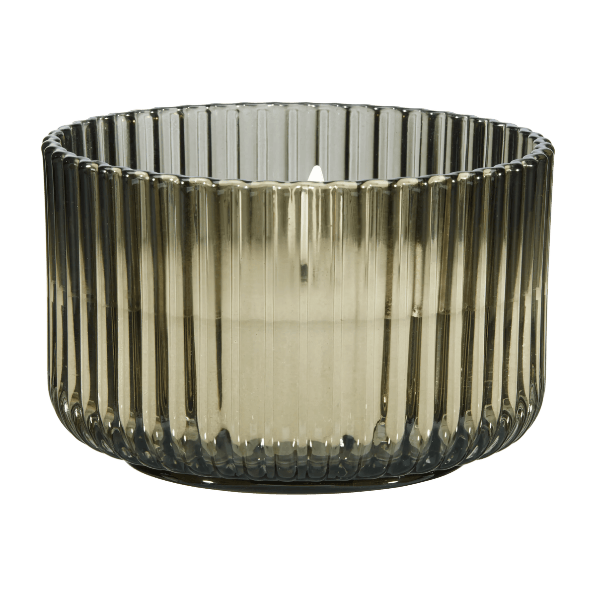 Green Ribbed Glass LED Candle