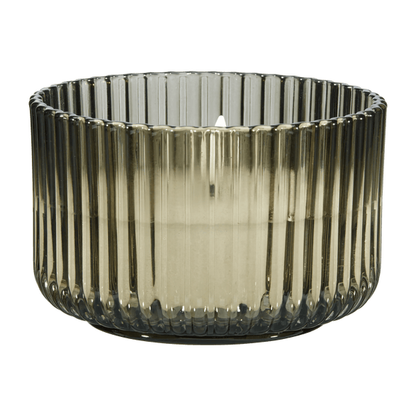 Green Ribbed Glass LED Candle