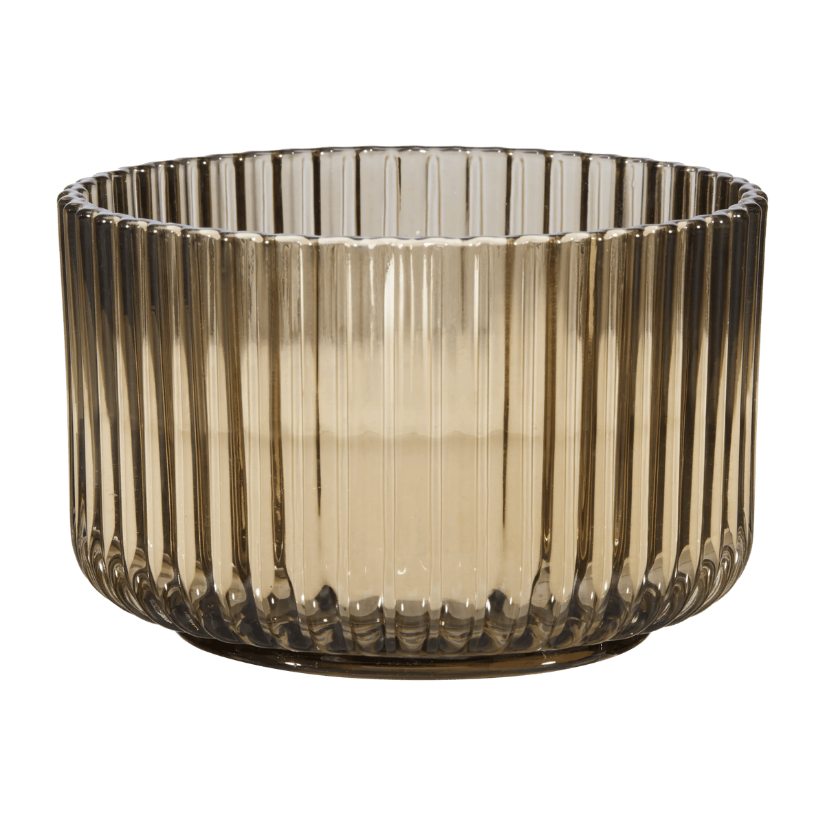 Champagne Ribbed Glass LED Candle