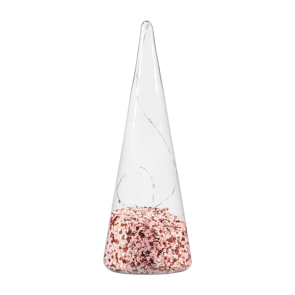 Arbre en verre avec confettis et lumières DEL