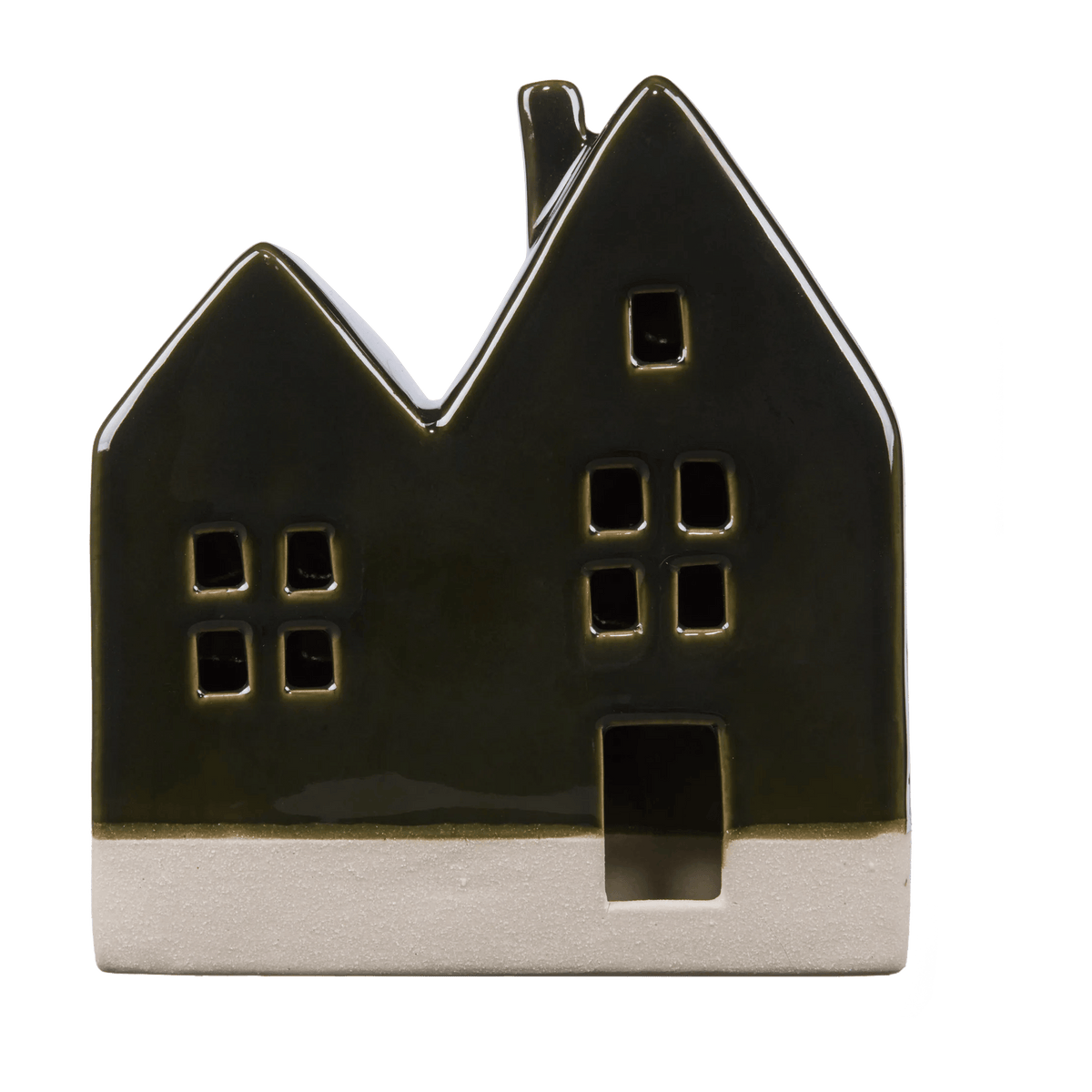 Double Green LED Ceramic House