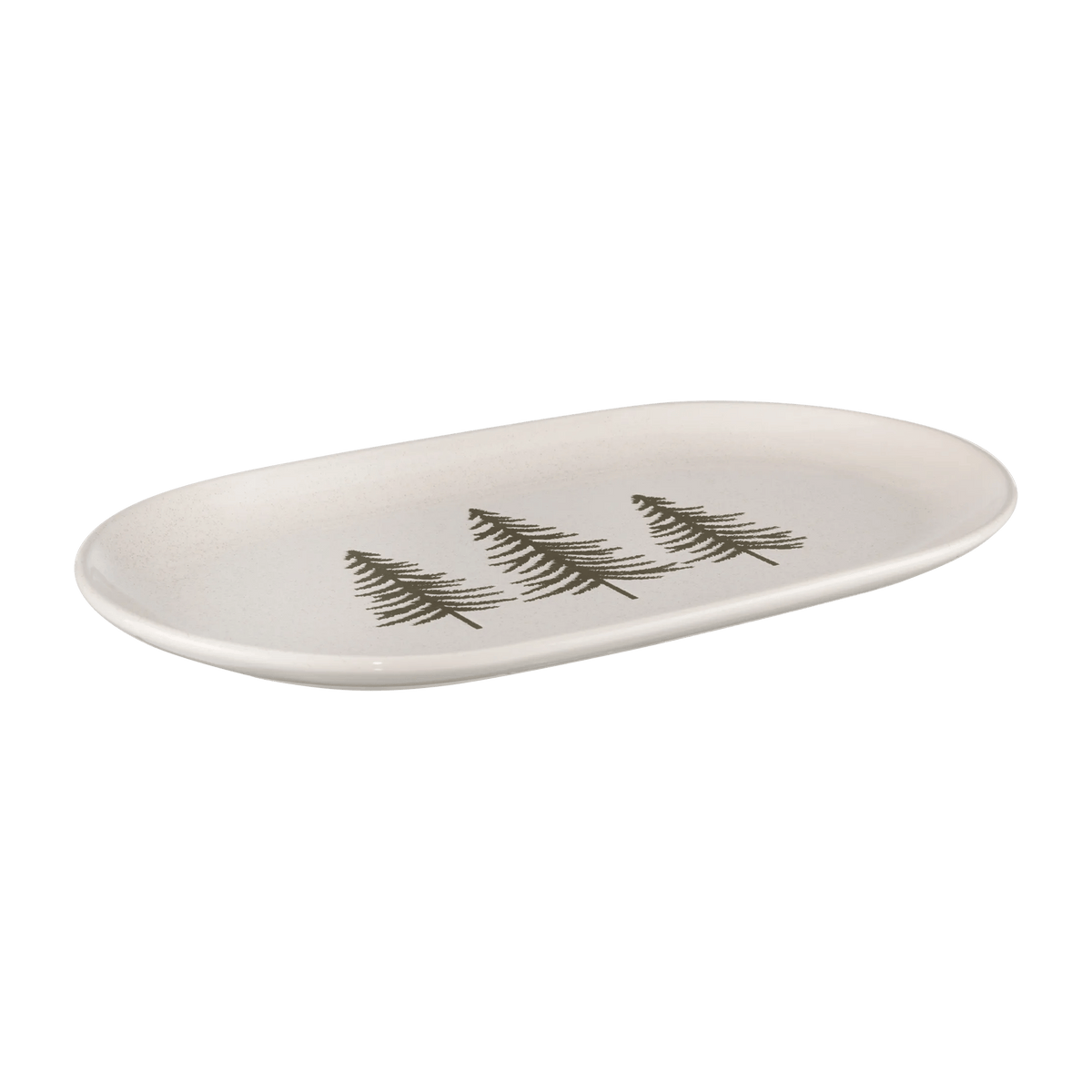 Oval Ceramic Plate with Trees