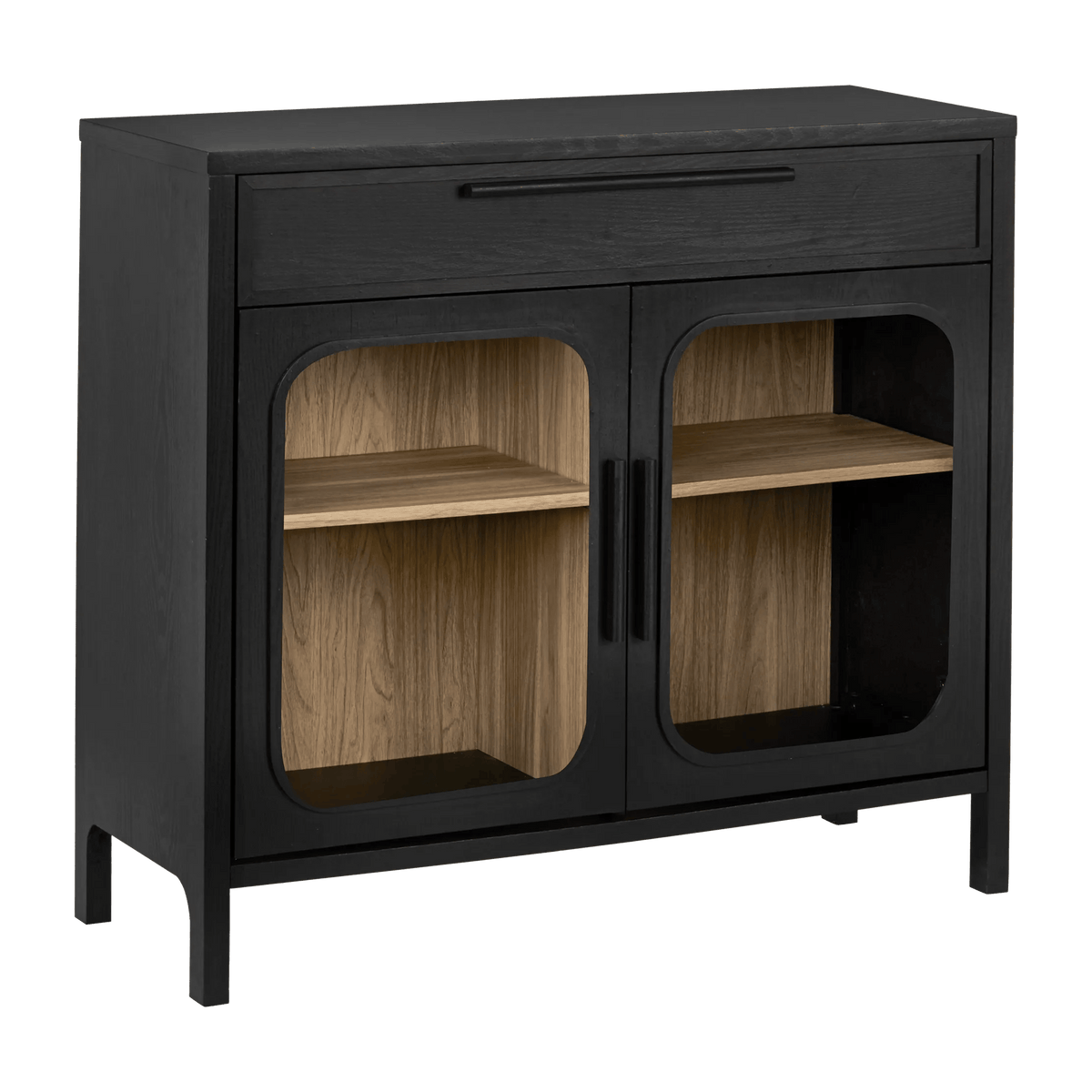 Black Wooden 2 Glass Door Buffet