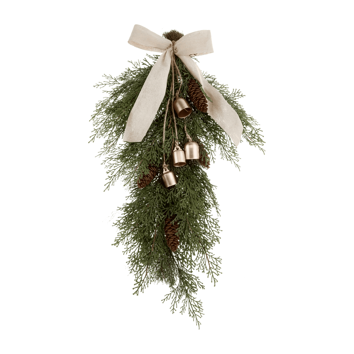 Hanging Artificial Cedar with Bow and Bells