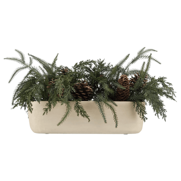 Mixed Artificial Christmas Greenery in Cement Pot