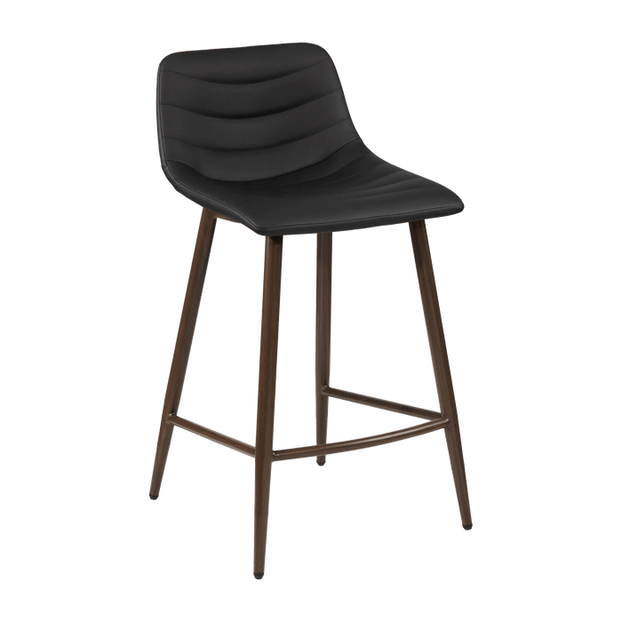 Black Faux Leather Barstool with Metal Legs