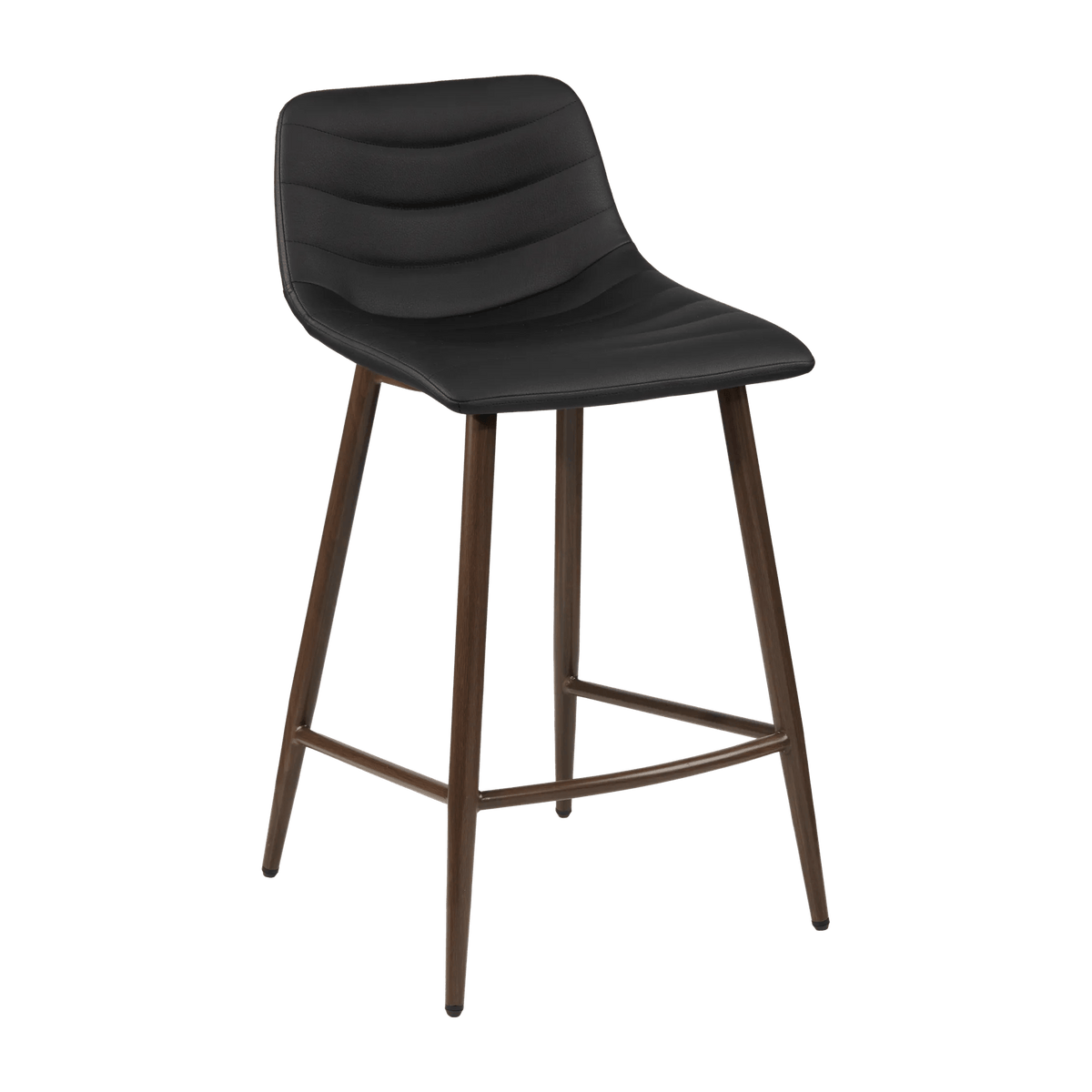 Black Faux Leather Barstool with Metal Legs