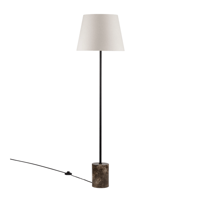 Brown Marble Floor Lamp with Fabric Shade