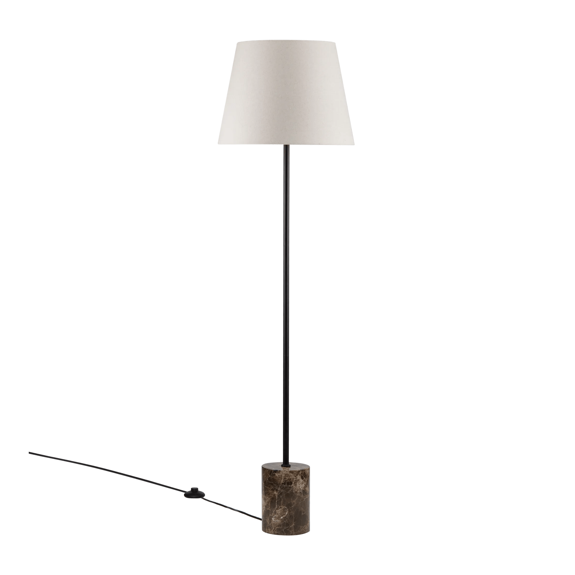 Brown Marble Floor Lamp with Fabric Shade