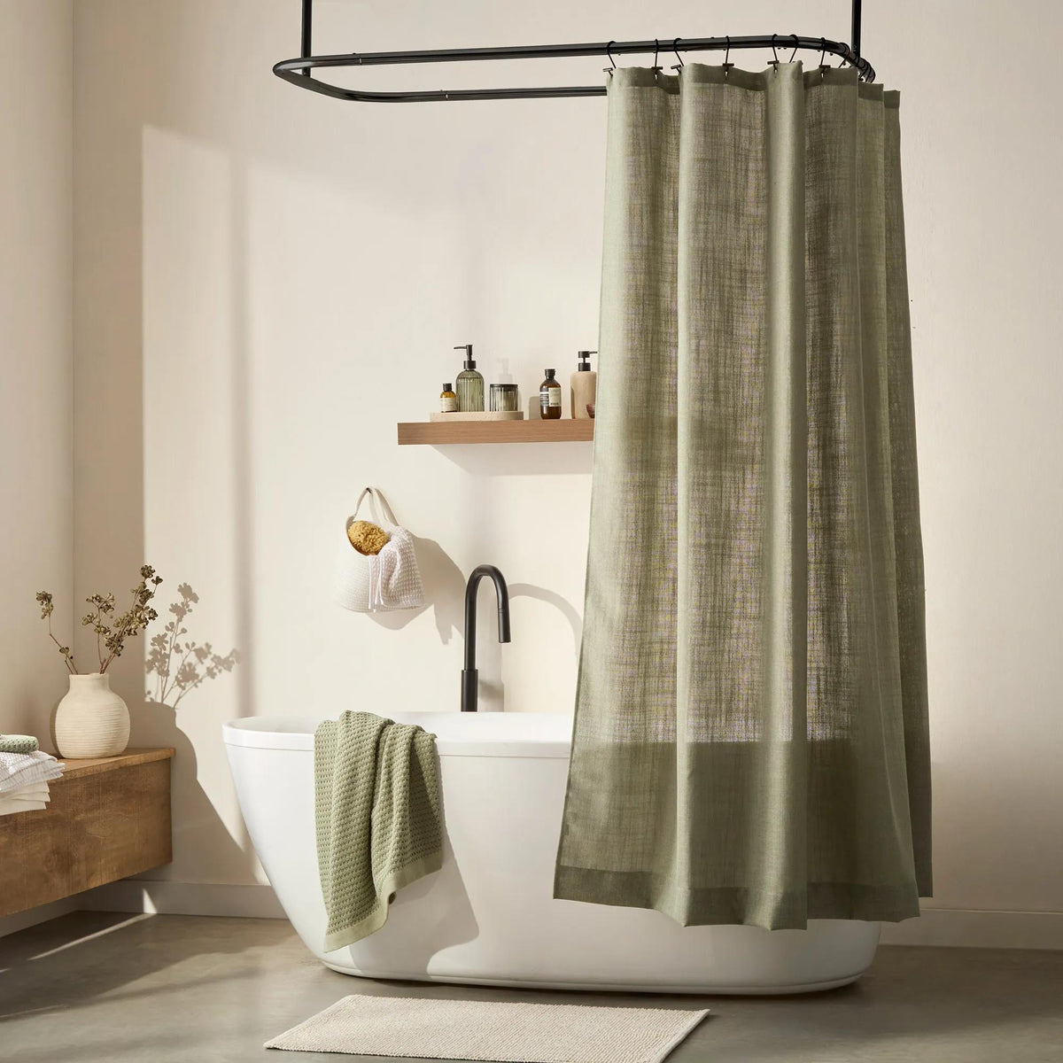 Sage Taha Shower Curtain