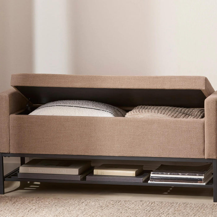 Ottoman with Storage and Bottom Shelf
