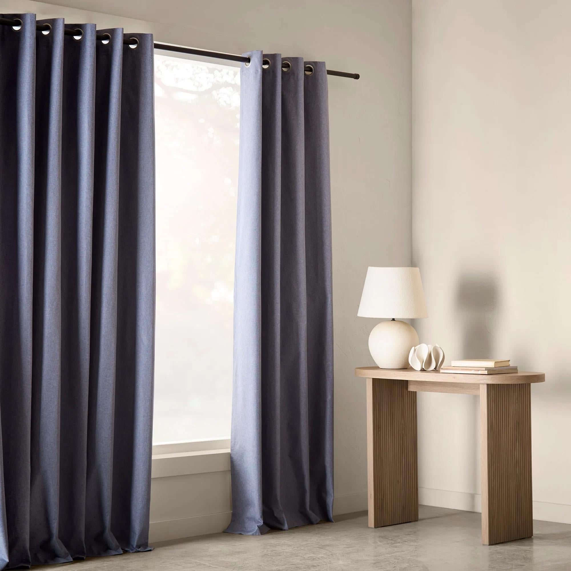 Blue Chambray Blackout Curtain
