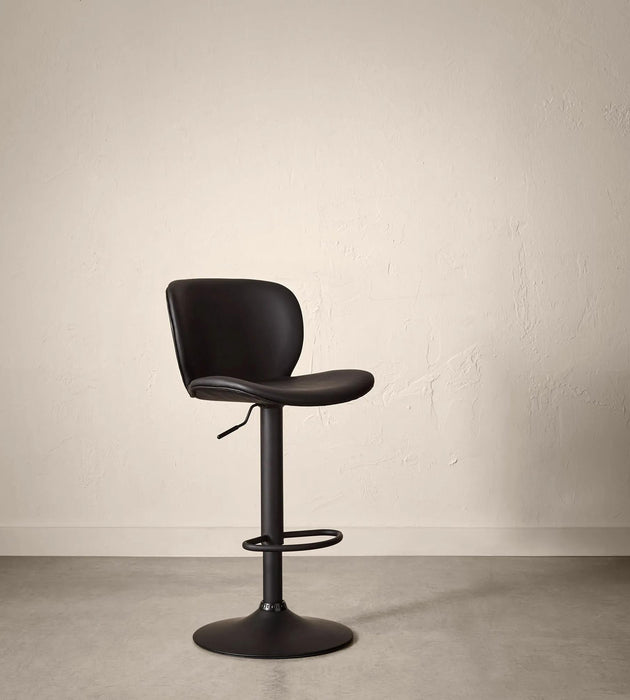 Tabouret de bar ajustable en similicuir texturé et en métal Noir