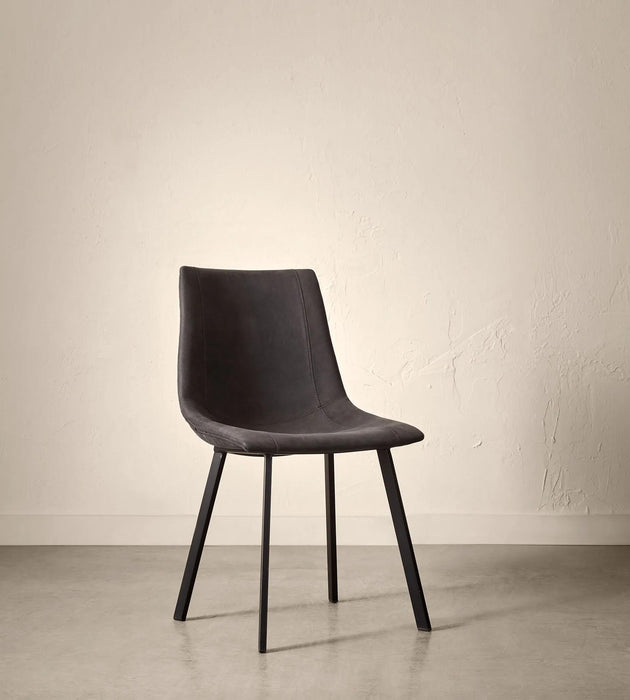 Chaise de salle à manger en similicuir texturé et en métal Noir