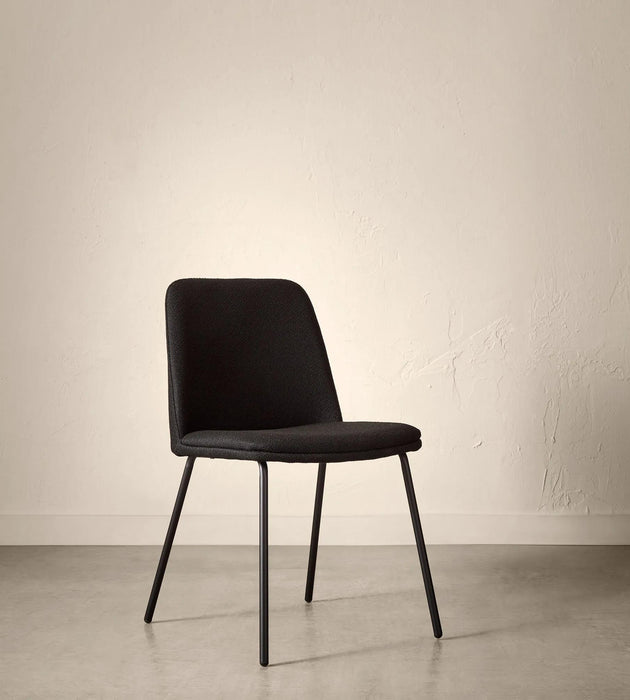 Chaise de salle à manger en tissu et en métal Noir