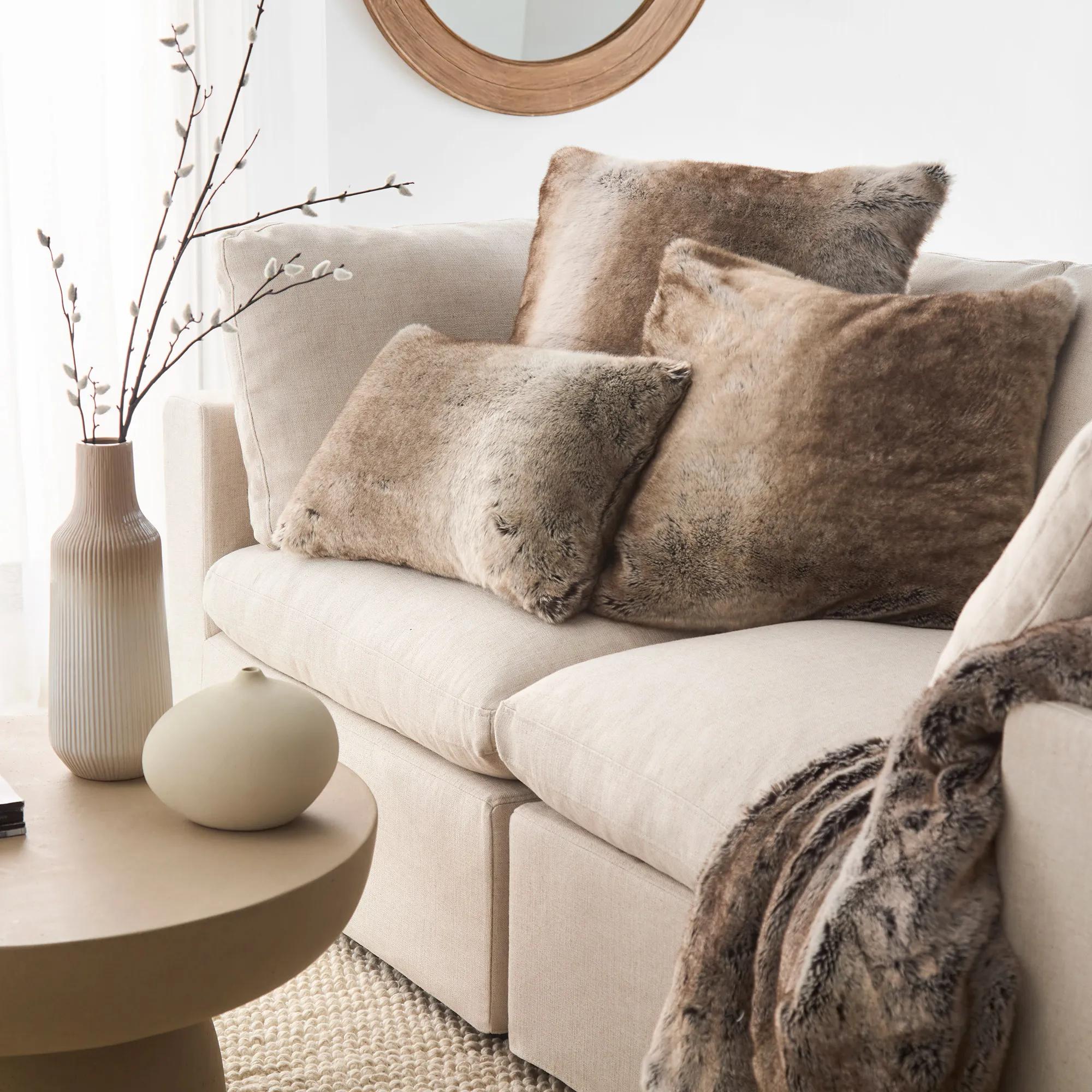 Wolf Faux Fur Decorative Lumbar Pillow – Bouclair