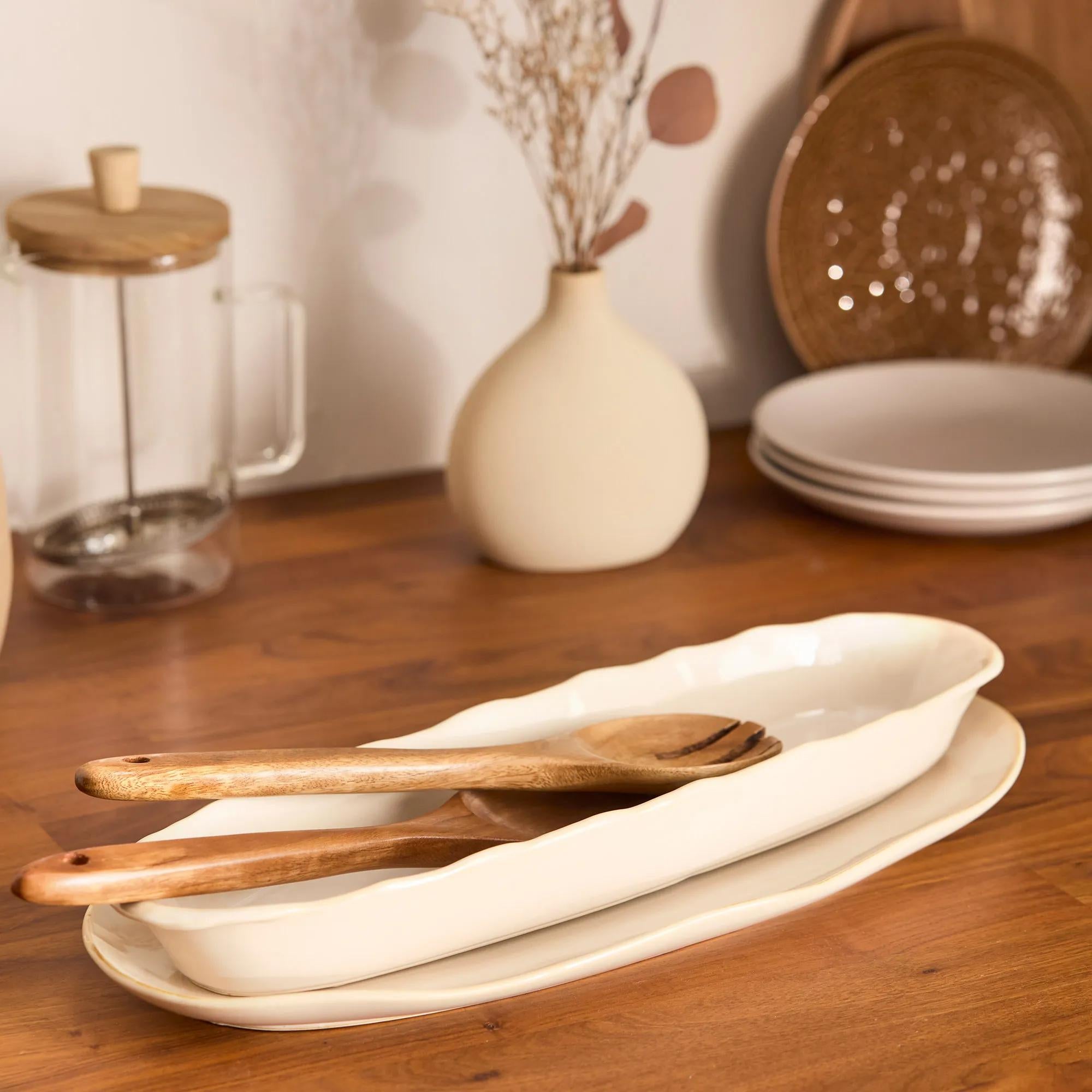 Plat de service ovale EVERETTE verre opale 35.5x25cm