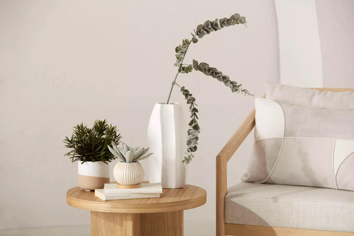 Mkono Plante Artificielle Pothos En Pot Céramique Blanc 28 Cm - Décoration Intérieure Moderne Et Réaliste