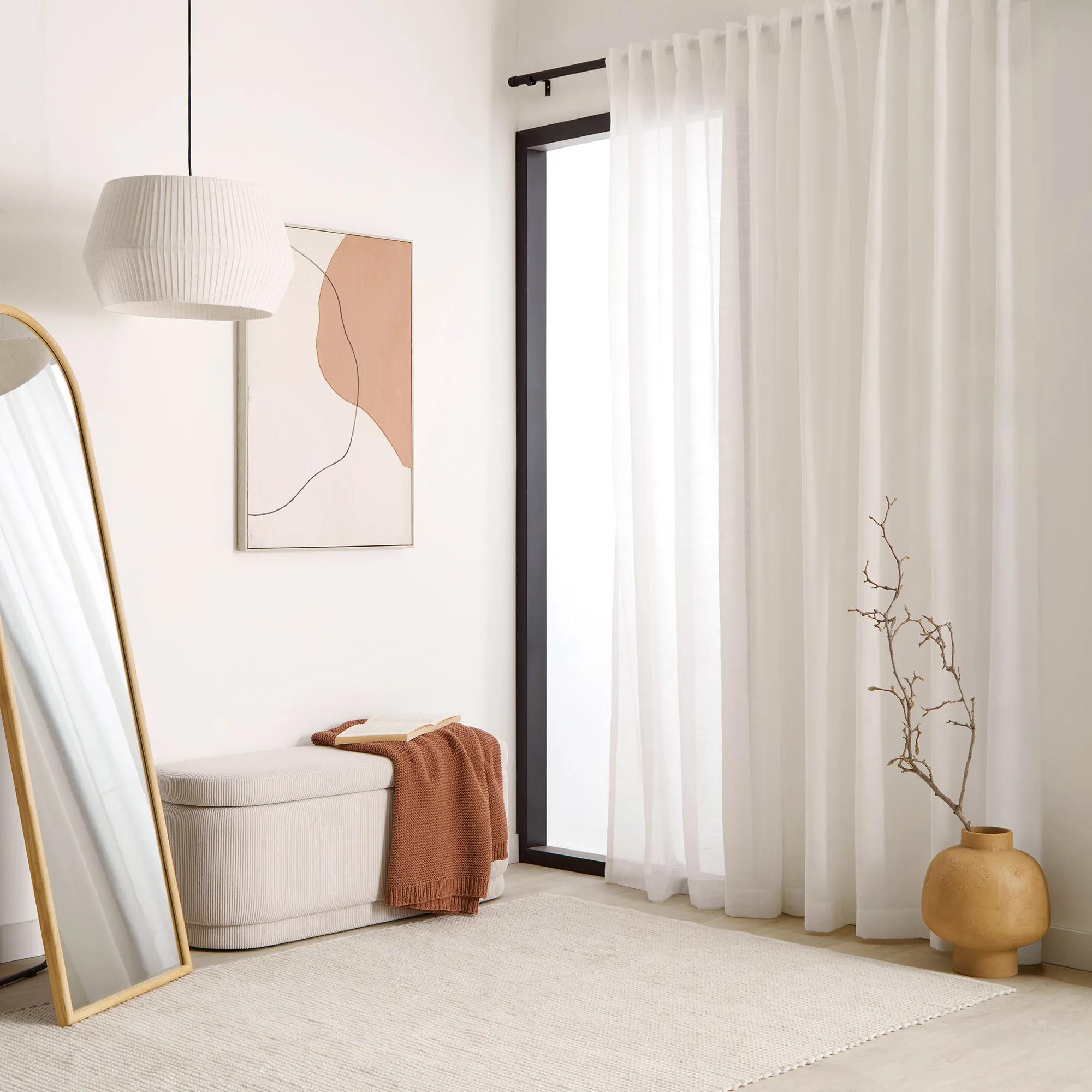 Off-White Sheer Panel with Back Tabs