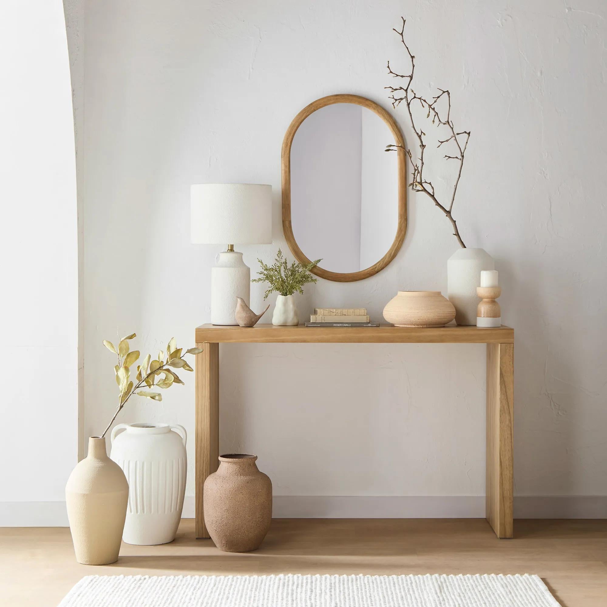 Miroir rond 90 cm cadre en bois de manguier