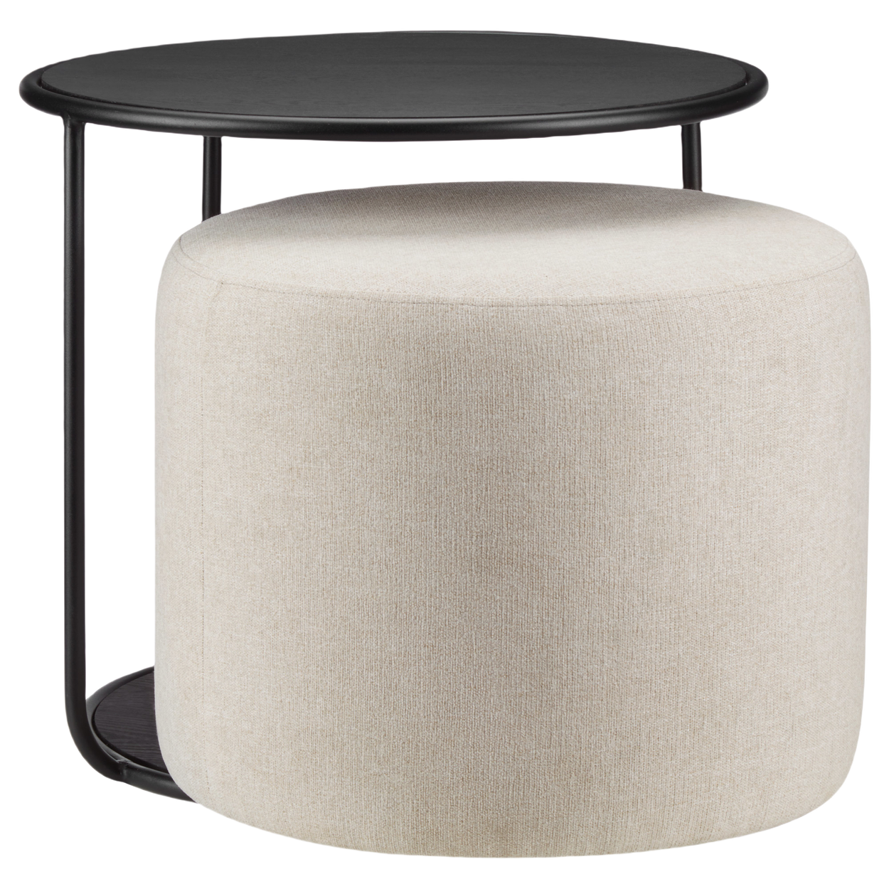 Black Side Table with Ottoman