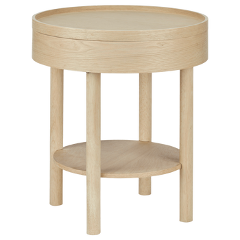 Wooden Round Side Table With Lift Top, Small Unfinished Pine Side Table